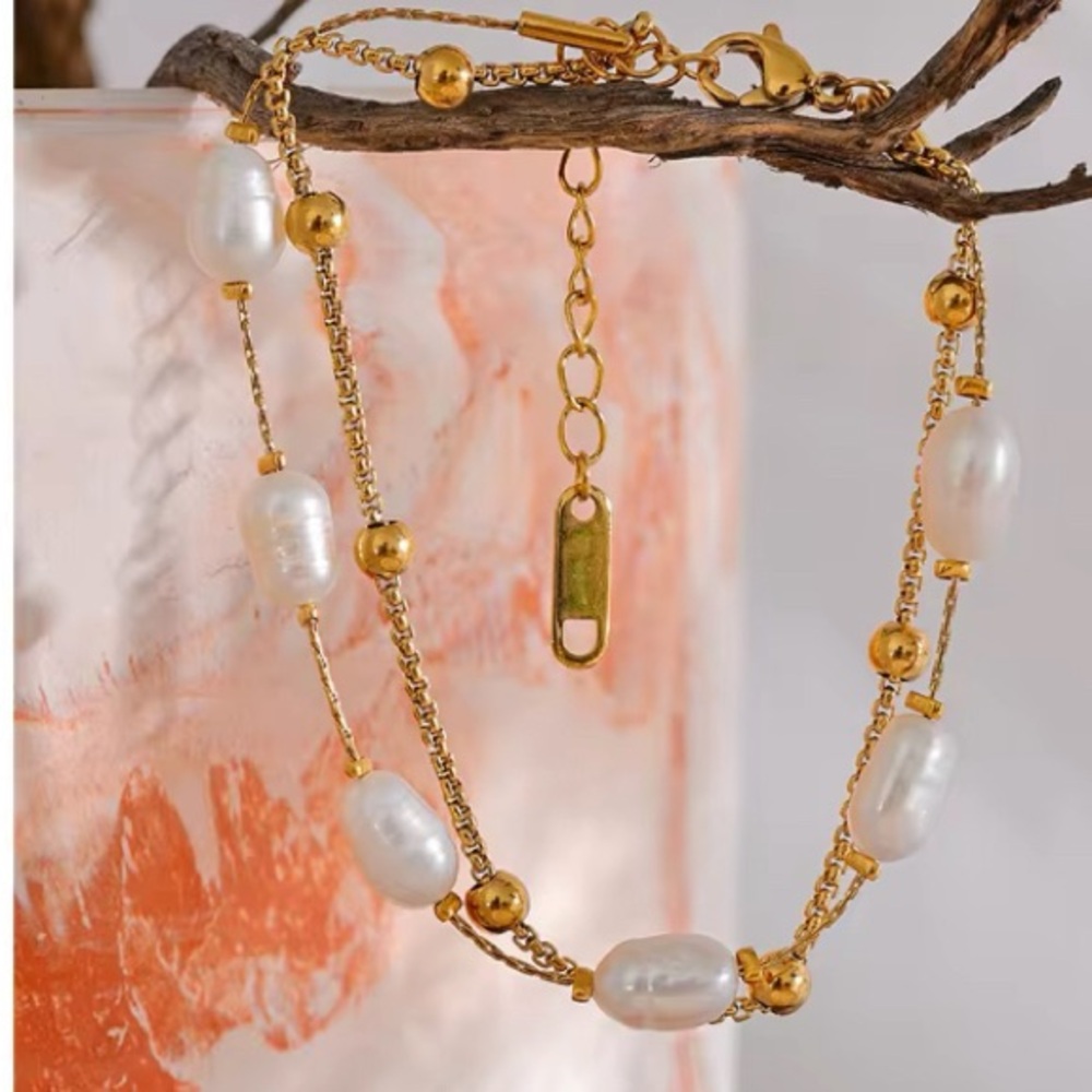 Bracelet Natural Freshwater Pearl bracelet gold plated stainless steel
